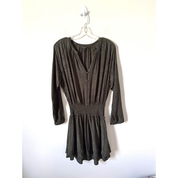 Rails Jasmine Speckled Long Sleeve Mini Dress Green Black Medium Small - Picture 4 of 12